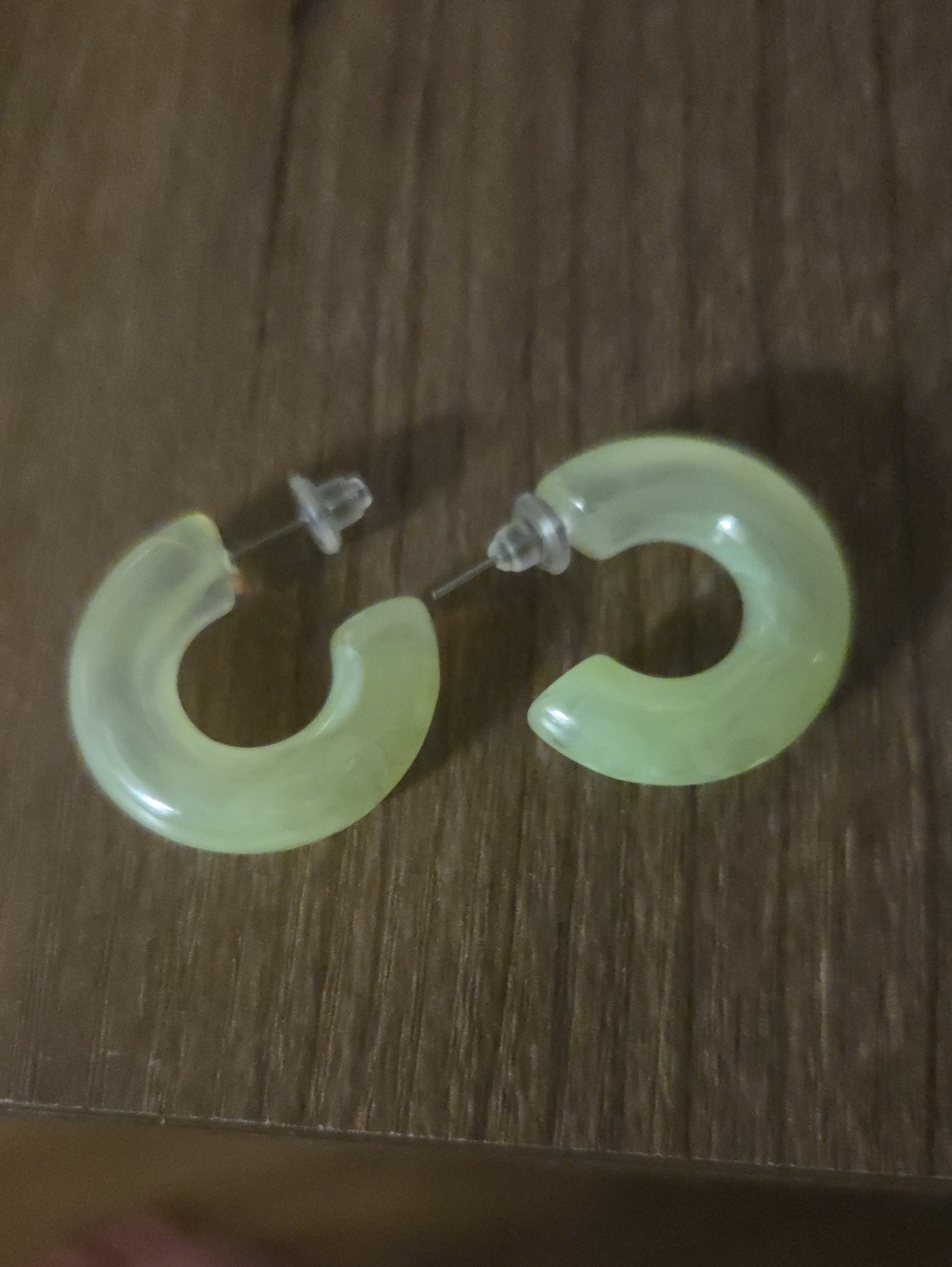 Green Hoop Resin Earrings - Minimal Women Jewelry